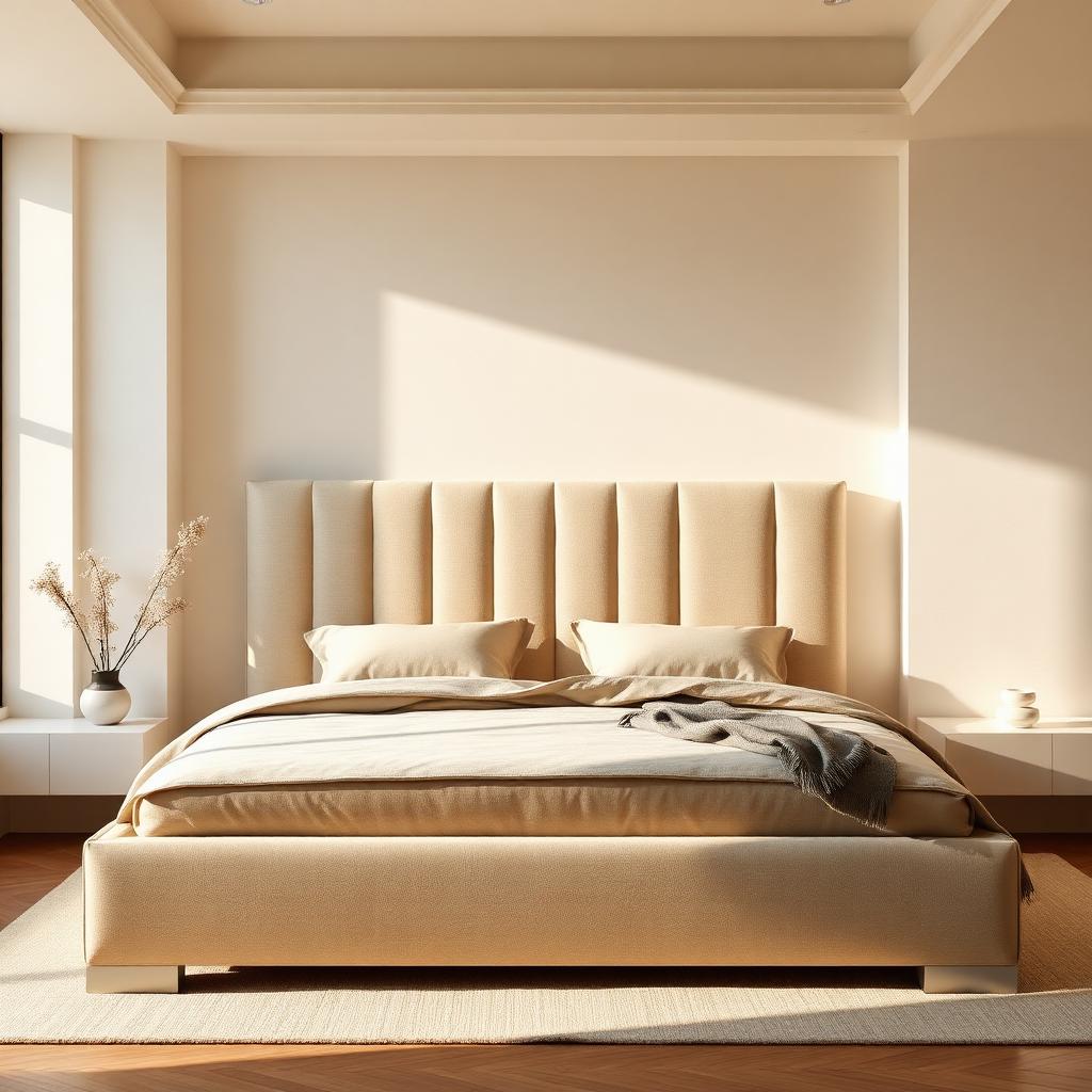 Quarto com cama king e cabeceira capitonê